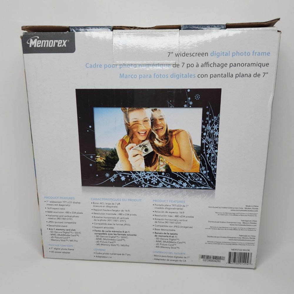 Memorex 7 inch Widescreen Digital Photo Frame Decorative Brown w/ blue accents - Picture 3 of 7